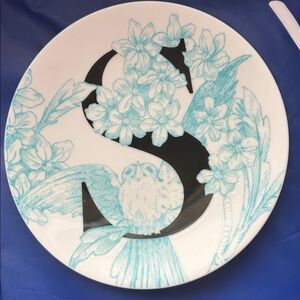 Grace Blue and Black Floral , saucer  size  Ceramic Plate